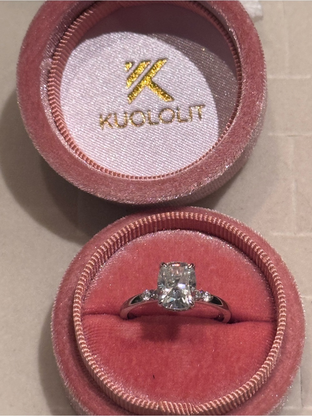 3 ct Kuololit Moissanite elongated cushion cut ring size 8 - Picture 10 of 14